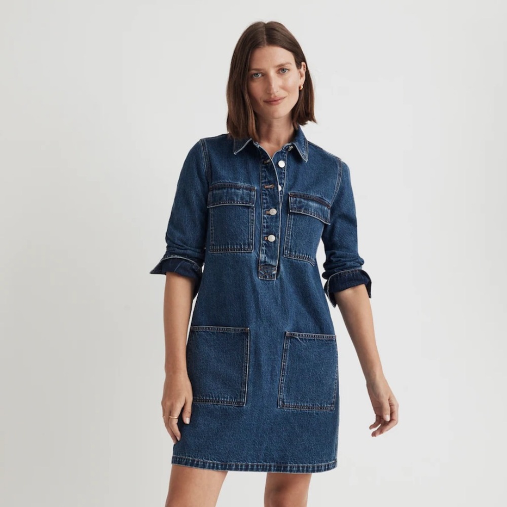 NWT Madewell Denim Popover Dress XXS